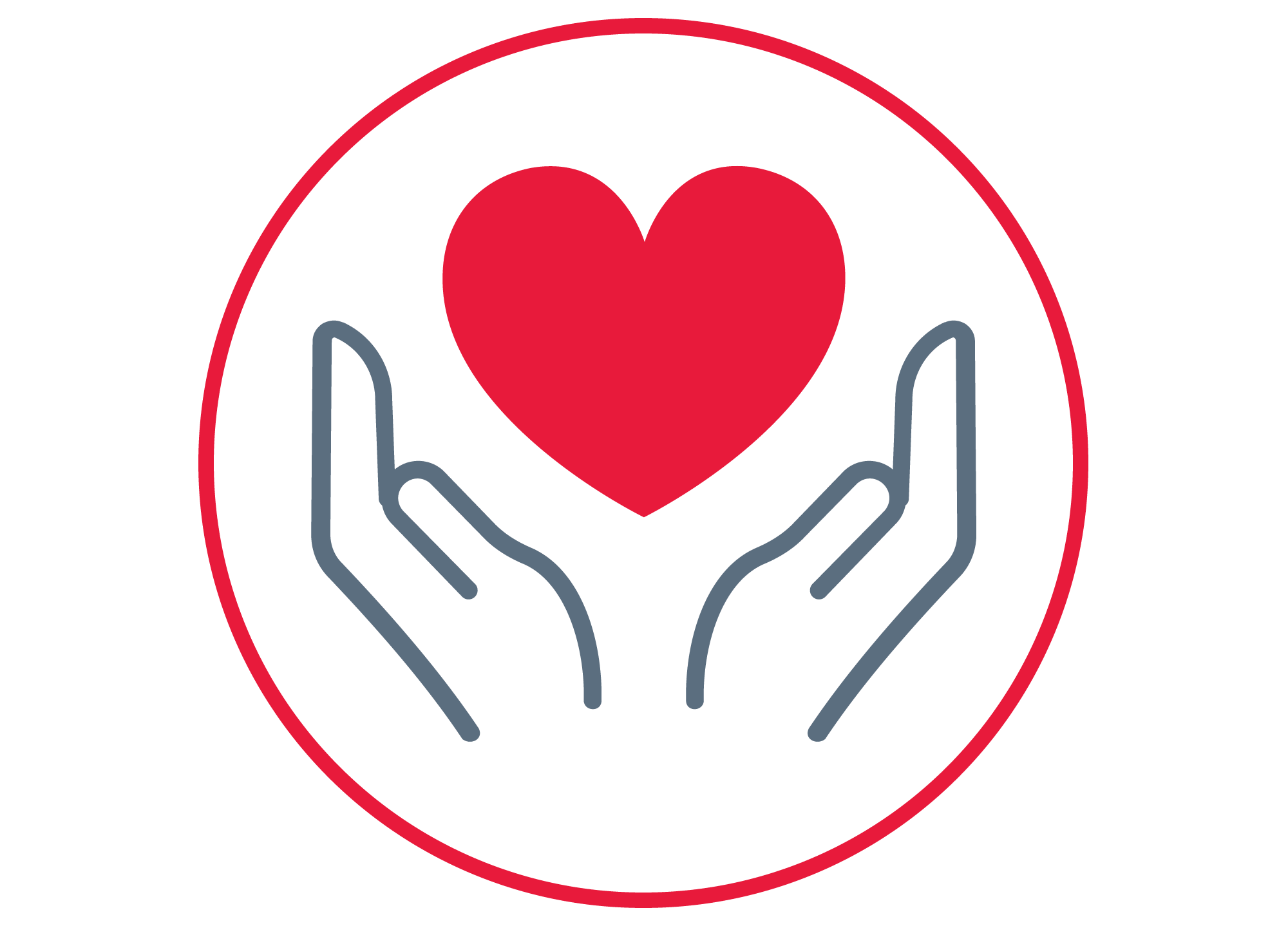 Hands holding a heart icon